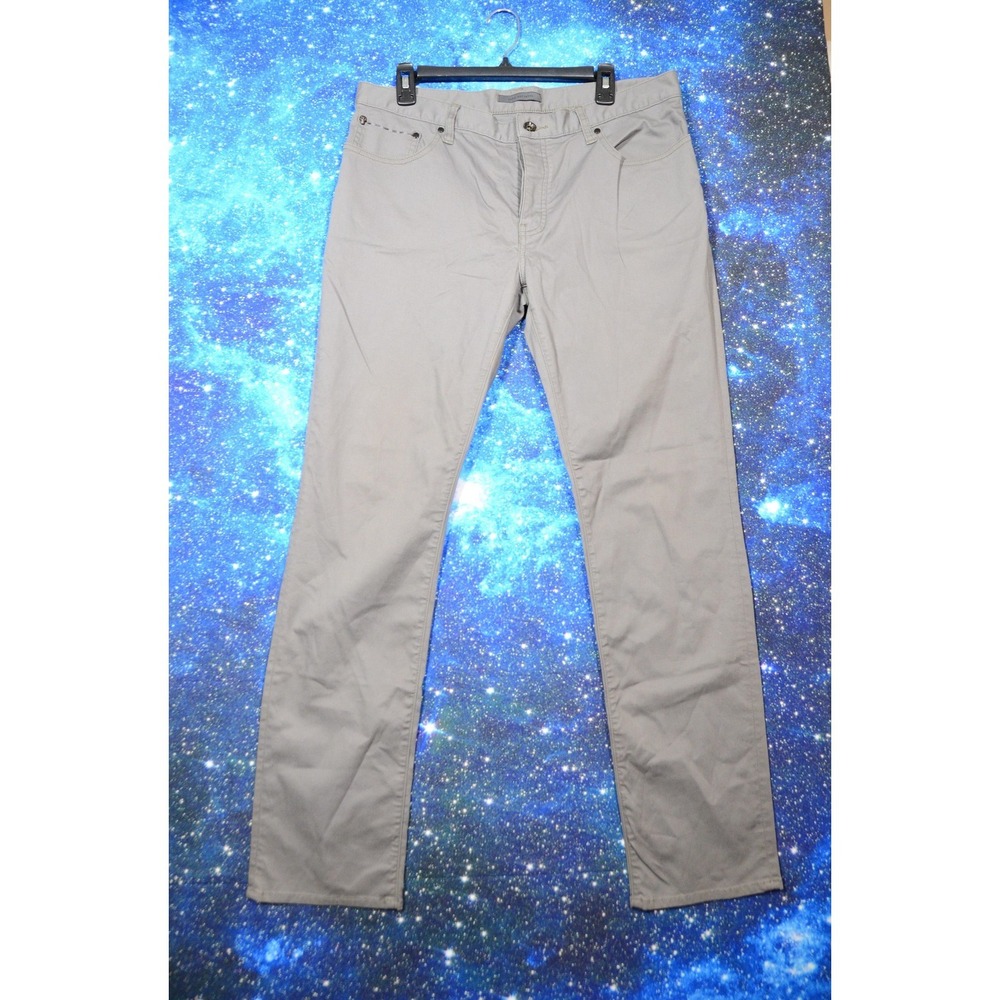John Varvatos Jeans Mens 36x32 Gray Denim Straight Leg Stretch Skull Rivet Pants